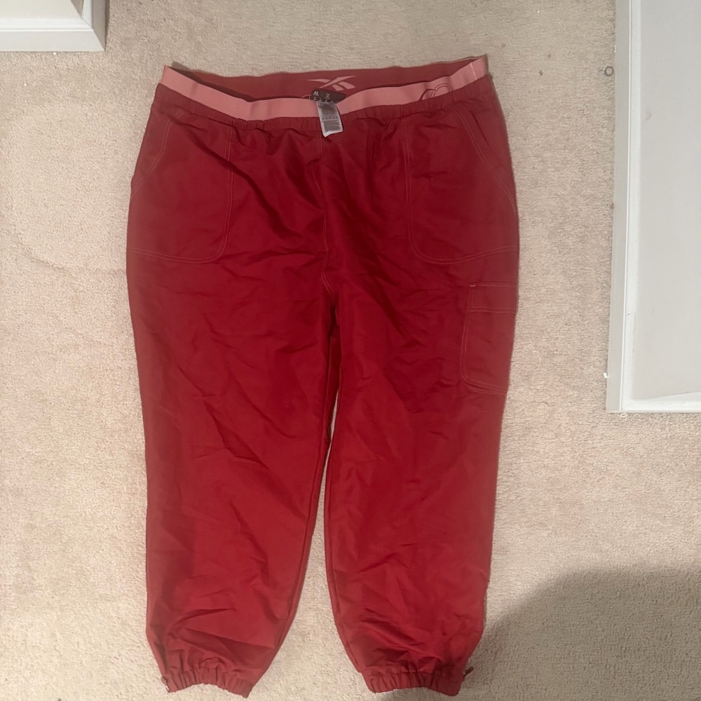 Reebok x Cardi B Women's Red Joggers with Pink Waistband
